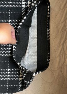 Black &amp; White Plaid Mini Skirt
