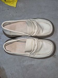 Cream Leather Loafers