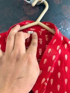 Red Printed kurta For Men