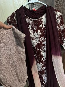Brown Printed Salwar Kameez
