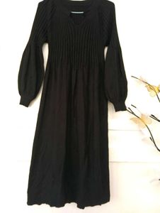 Black Knit fit and flare Midi Dress