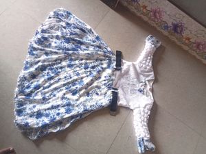 Very Nice Blue And White Colour Frock