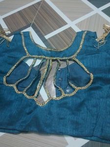Teal &amp; Gold Embellished Blouse