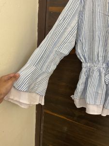 Striped Tie-Neck Top