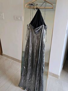 ZARA Silver Maxi Dress with Rheinstone Straps