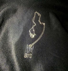BTS Logo With Text And Rhinestone Pendant