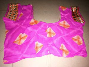 Pink Orange Embroidered Saree