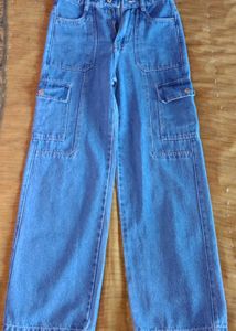 Blue Denim Cargo Pants