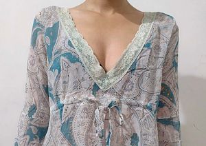 V Neck See Through Lace Dress