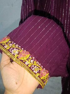 Elegant Purple Striped Kurta