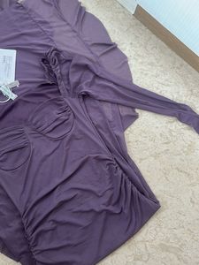 NEWME - Purple Sweetheart Neck Dress With Ruffle💜