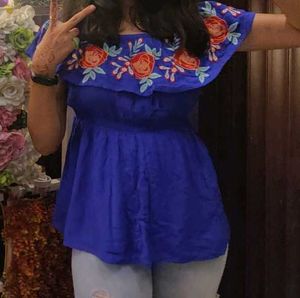 Blue Indowestern Top