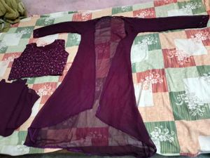 Burgundy Crop Top Skirt Set