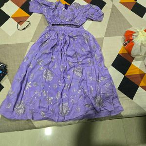 Elegant Purple Crop Top Skirt Set