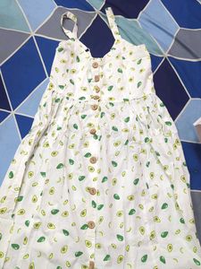 Super Cute Strappy White Dress With Avacado Print.