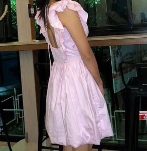 Pink Ruffle Mini Dress