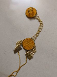 Hand Ring With Bracelet Attached