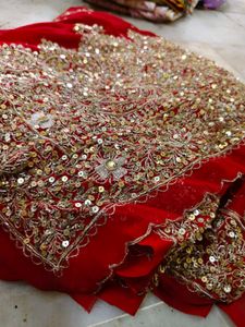 red ♥️ zardozi aari  vintage heavy work saree 😍