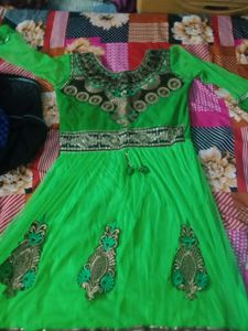 Green Embroidered Anarkali