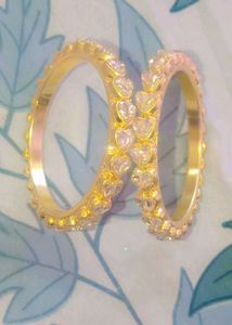 Gold Heart Bangle Set