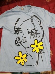 Graphic Tee with Floral Detail
