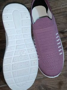 Mauve Knit Slip-On Shoes