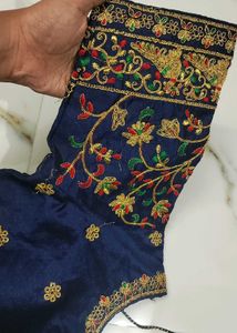 Embroidered Navy Blue Blouse