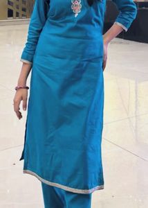 Embroidered Teal Kurta Set