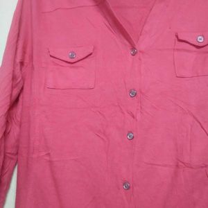Coral Roll-Tab Sleeve Shirt
