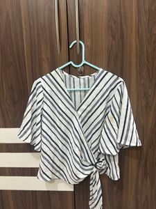 Striped Wrap Top