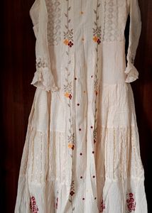 Off White Anarkali Gown Perfect For Your Holi