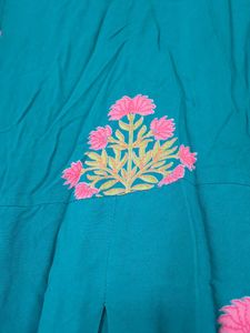 Teal Floral Print Dress Lotas Disain 🌺