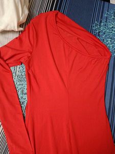 Red One-Shoulder Maxi Dress