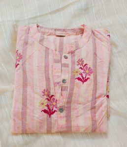 Pink Striped Embroidered Tunic