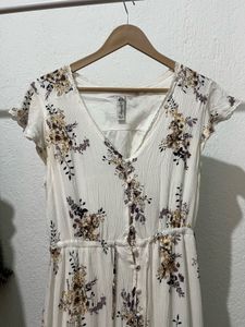 white button down floral dress