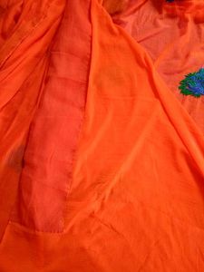 Orange Embroidered Saree