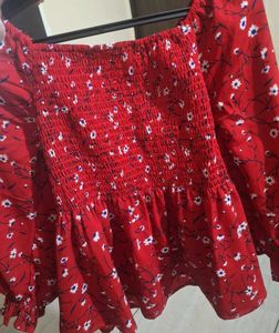 Red Floral Print Top