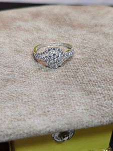 Pure Silver Diamond Cluster Engagement Ring