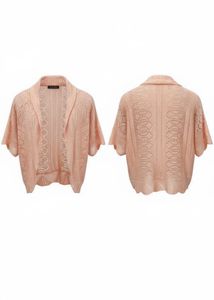 Peach Knit Cropped Cardigan shrug