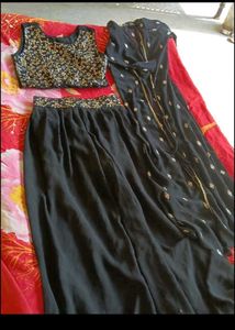 Beautiful 3 Piece Wedding Wear Black Dress