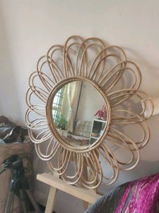 Bamboo Rattan Flower Mirror 1