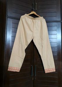 Women Beige Embroidery Khadi Cotton Suit Set
