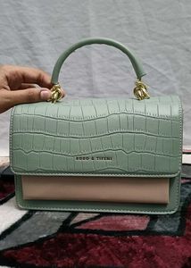 Sage Green Croc Embossed Top Handle Bag