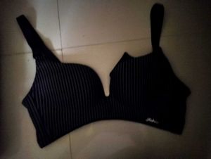 Striped Black Bra