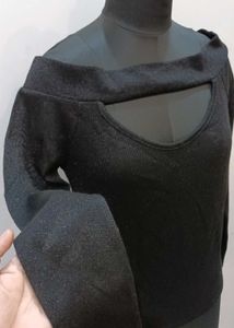 Shiny Parrtwear Type Off Shoulder Top