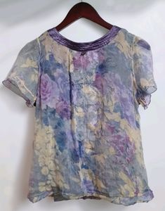 Lavender Women&#39;s Tie Dye Blouse Top Tunic