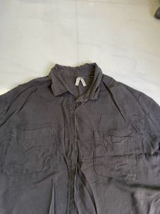 Gray Metal Button-Down Shirt