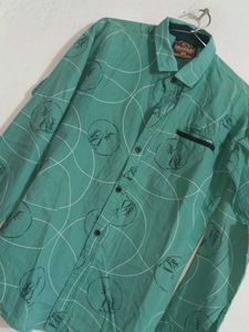 Green Patterned Long Sleeve Shirt