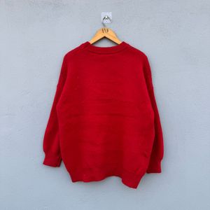 Red Campblue Bear Graphic Sweater