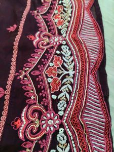 Purple Embroidered Kurti Set